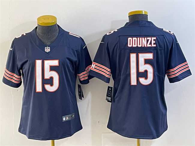 Women%27s Chicago Bears #15 Rome Odunze Navy 2024 Draft Vapor Stitched Jersey->women nfl jersey->Women Jersey
